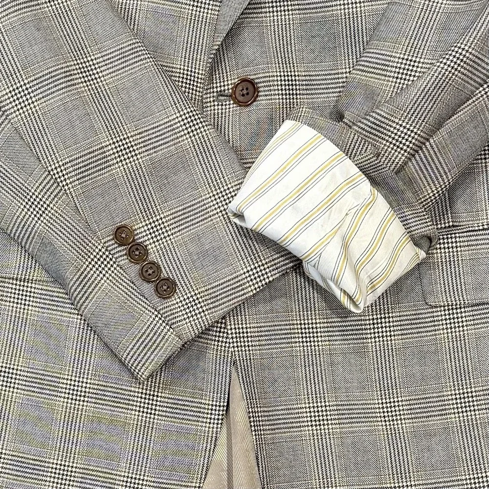 Daniel Cremieux Blazer Loro Piana 43(46 Actual)R‎   Black Tan Glenn Check Plaid
